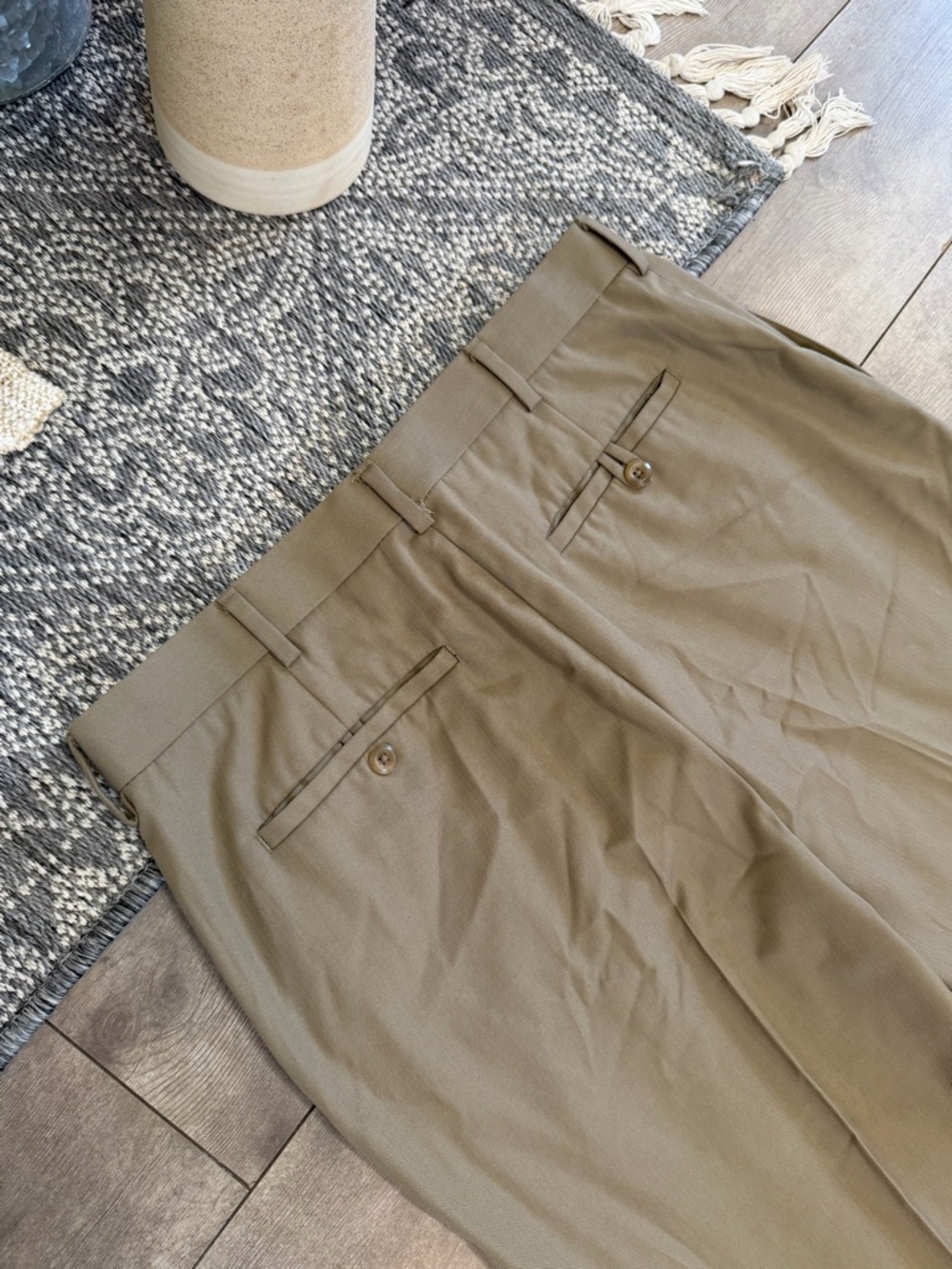 Perry Ellis Pleated Straight Dress Pants 34/32 Men's Rustic Beige Dry Cleaned - Picture 11 of 15